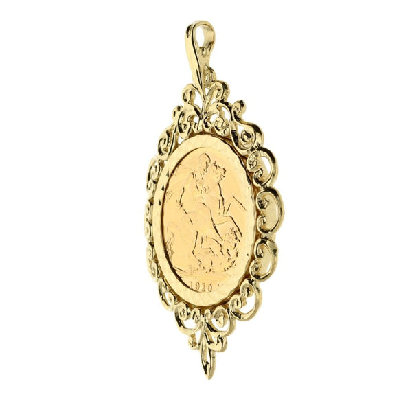 9ct Gold Full Sovereign King Edward VII Coin Pendant