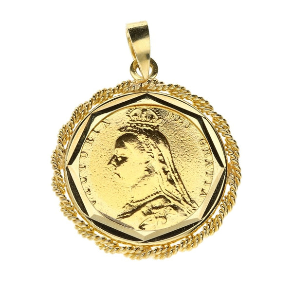 9ct Gold Queen Victoria Half Sovereign Coin Pendant 1887