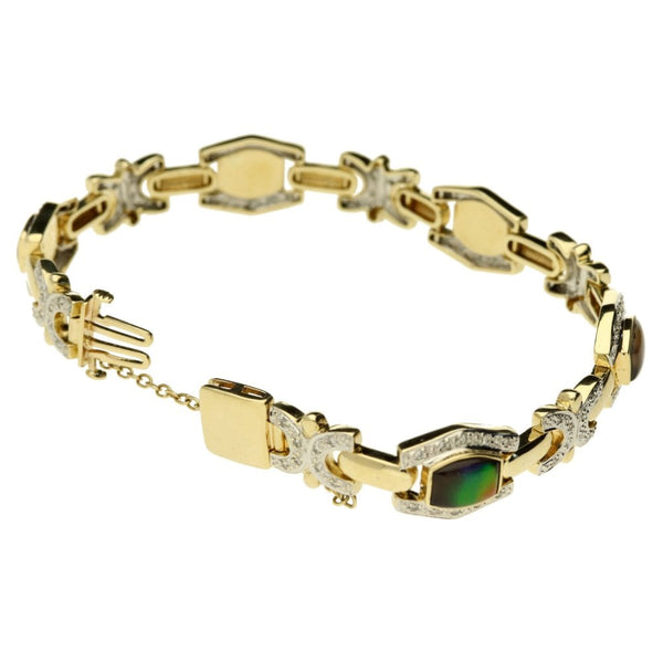 14ct Yellow Gold Diamond & Ammolite Bracelet