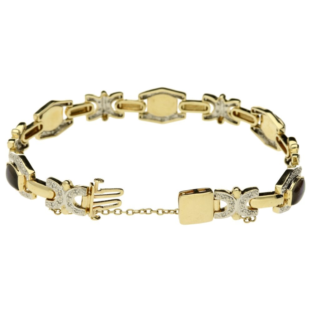 14ct Yellow Gold Diamond & Ammolite Bracelet