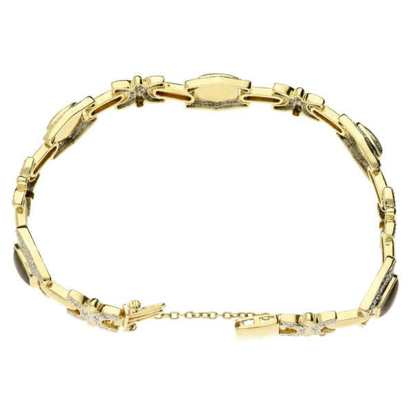 14ct Yellow Gold Diamond & Ammolite Bracelet