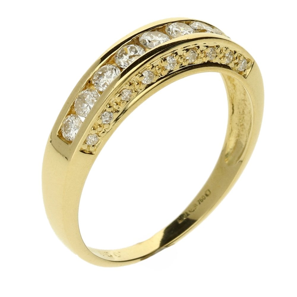 18ct Yellow Gold Half Eternity Ring - Size N - 0.50ct