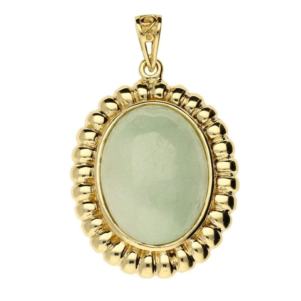 9ct Yellow Gold Jade Pendant - 6.4g