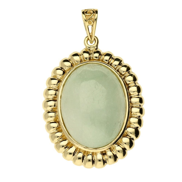9ct Yellow Gold Jade Pendant - 6.4g