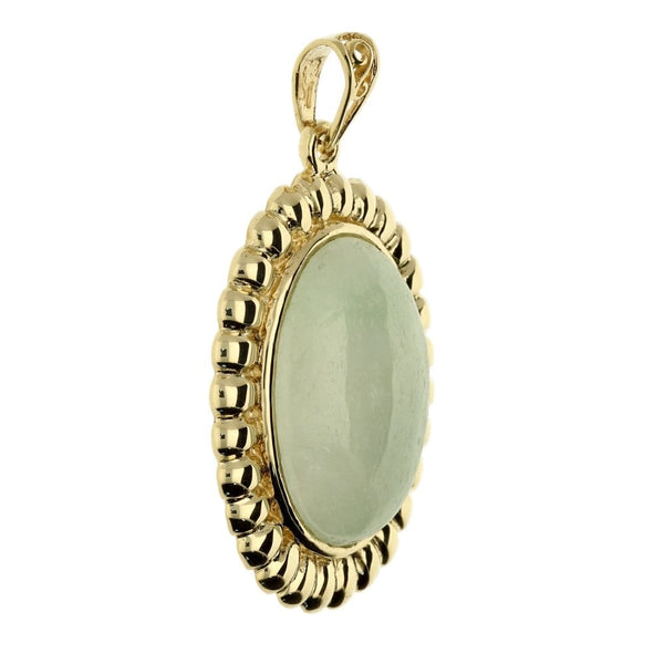 9ct Yellow Gold Jade Pendant - 6.4g