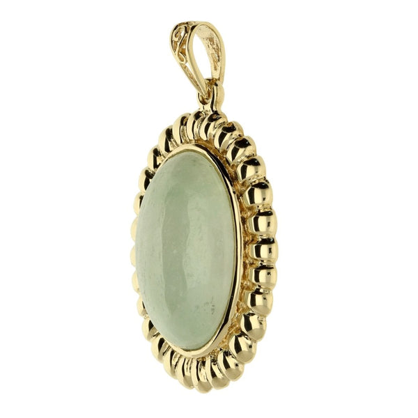 9ct Yellow Gold Jade Pendant - 6.4g