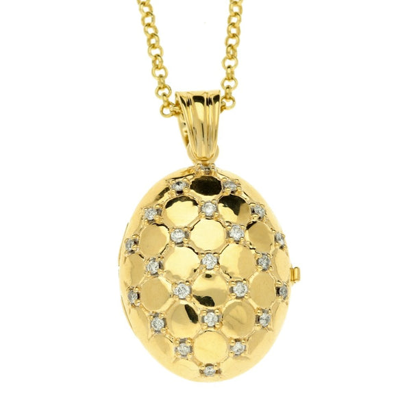 18ct Gold Chain & Diamond Locket -19 Inches
