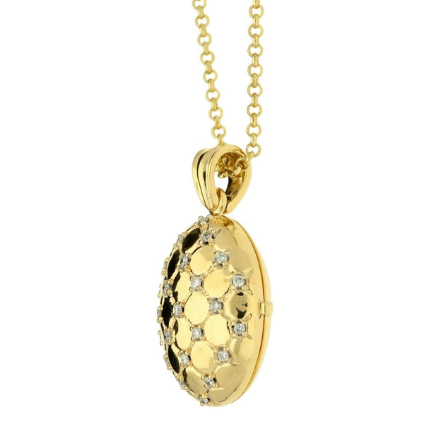 18ct Gold Chain & Diamond Locket -19 Inches