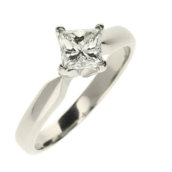 Platinum Princess Cut Diamond Solitaire Ring - Size L - 0.71ct