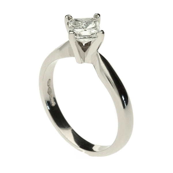 Platinum Princess Cut Diamond Solitaire Ring - Size L - 0.71ct