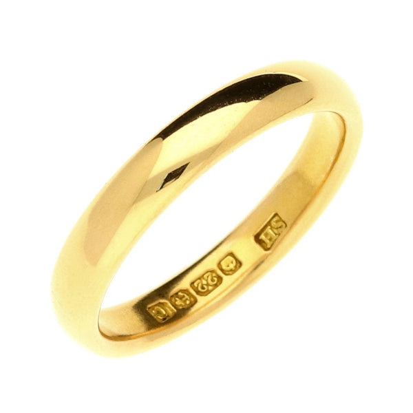 22ct Yellow Gold D-Shape Wedding Ring - Size L