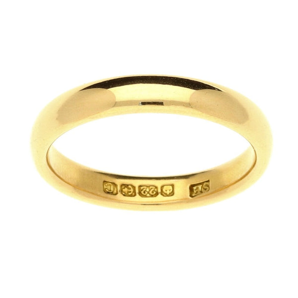 22ct Yellow Gold D-Shape Wedding Ring - Size L