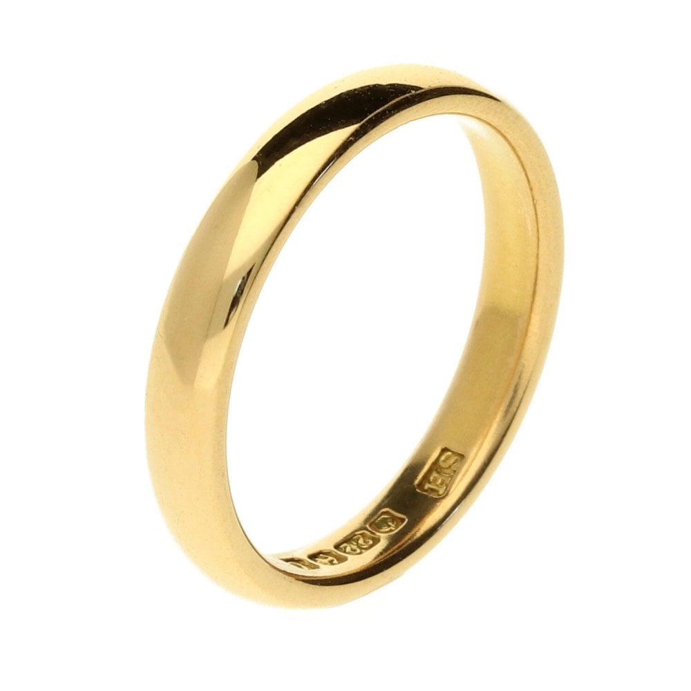 22ct Yellow Gold D-Shape Wedding Ring - Size L