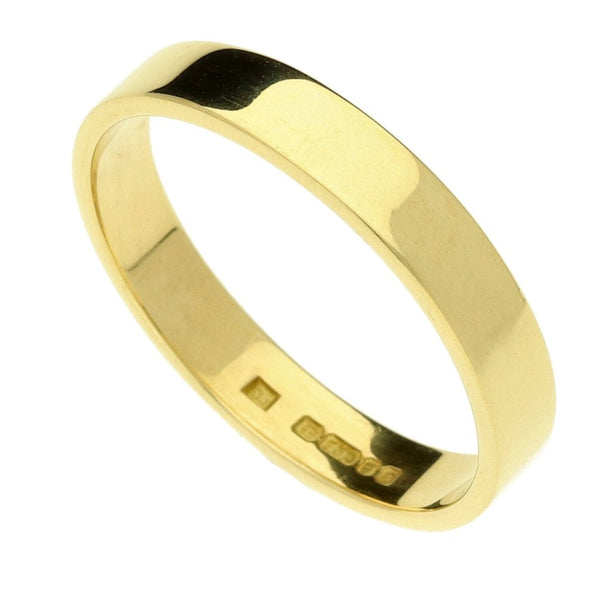 18ct Yellow Gold Flat Wedding Ring - Size T