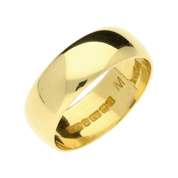 18ct Yellow Gold D-Shape Wedding Ring - Size M½