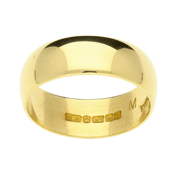 18ct Yellow Gold D-Shape Wedding Ring - Size M½