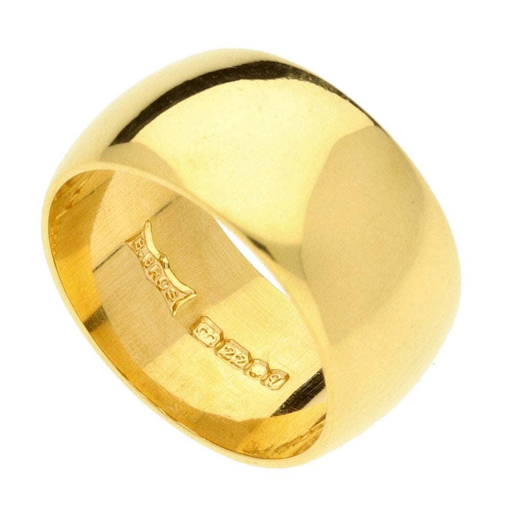 22ct Gold D-Shape Wedding Ring - Size L - 11.2g