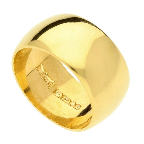 22ct Gold D-Shape Wedding Ring - Size L - 11.2g
