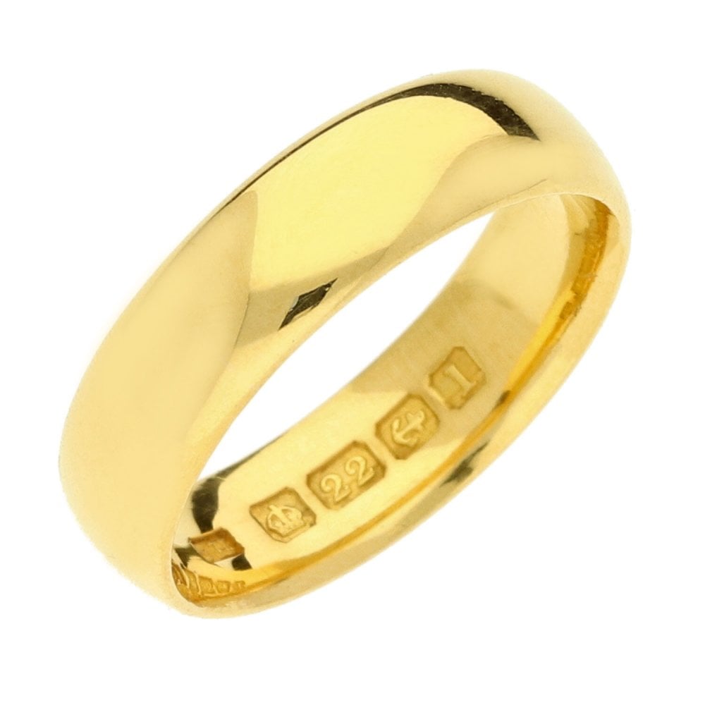 22ct Ladies D Shape Wedding Ring-Size L