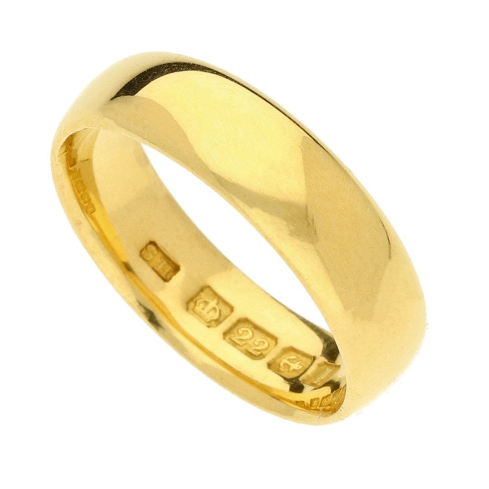 22ct Ladies D Shape Wedding Ring-Size L