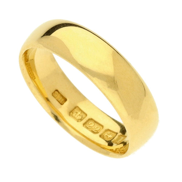 22ct Ladies D Shape Wedding Ring-Size L