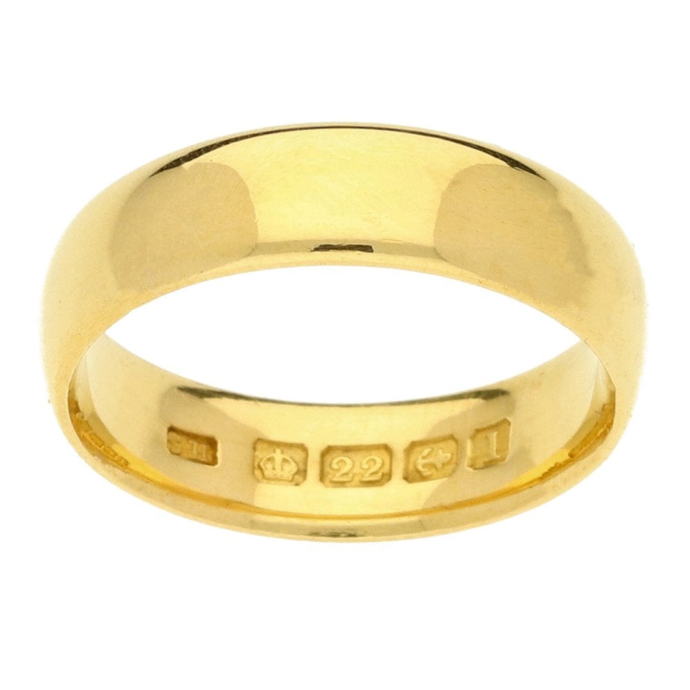 22ct Ladies D Shape Wedding Ring-Size L