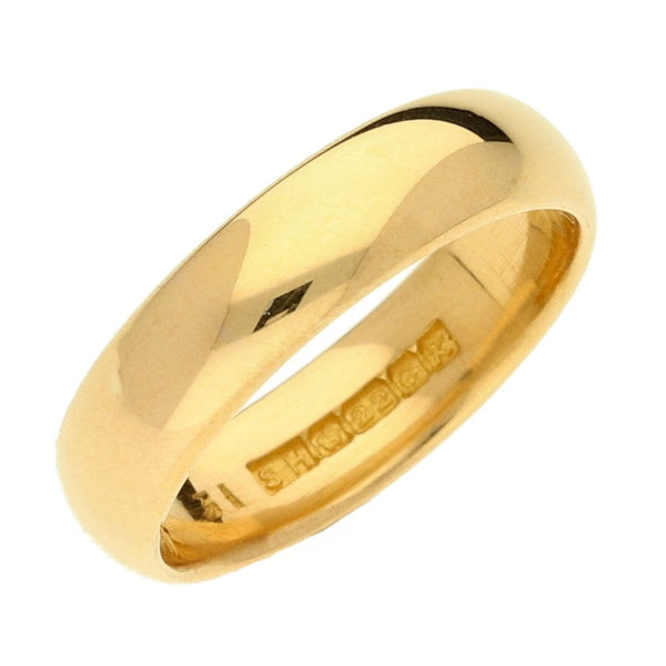 22ct Yellow Gold D-Shape Wedding Ring - Size I