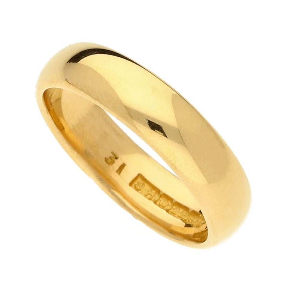 22ct Yellow Gold D-Shape Wedding Ring - Size I