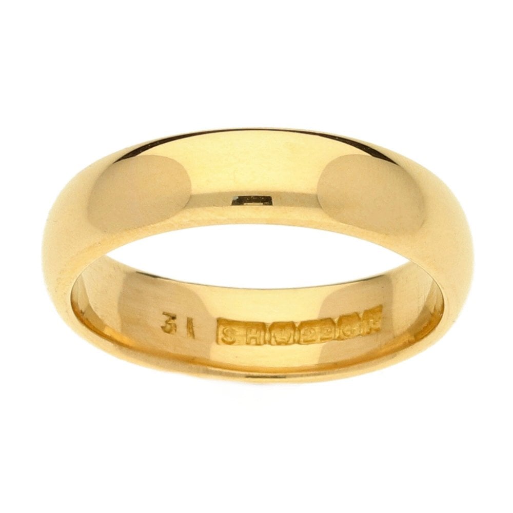 22ct Yellow Gold D-Shape Wedding Ring - Size I