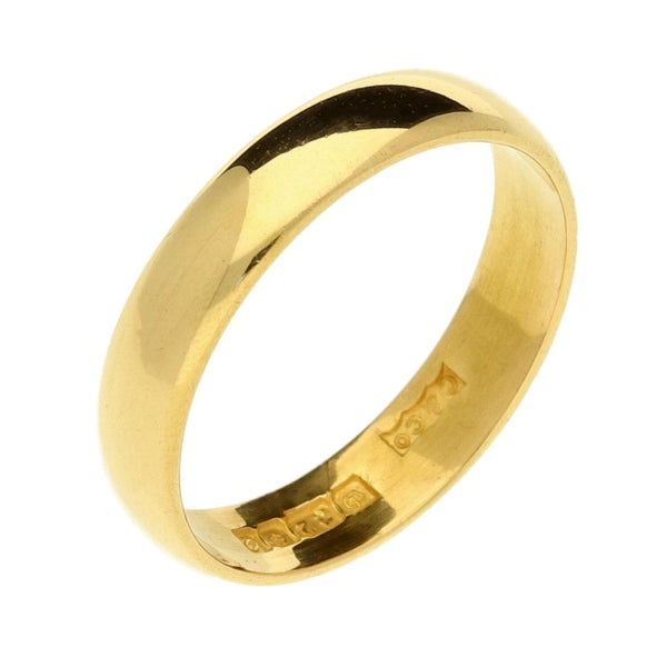 22ct Yellow Gold D-Shape Ladies Wedding Ring- Size L