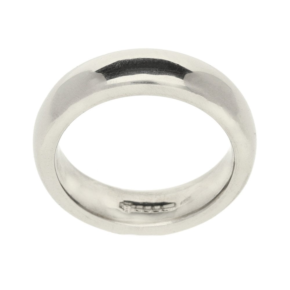 18ct White Gold D-Shape Wedding Ring - Size P