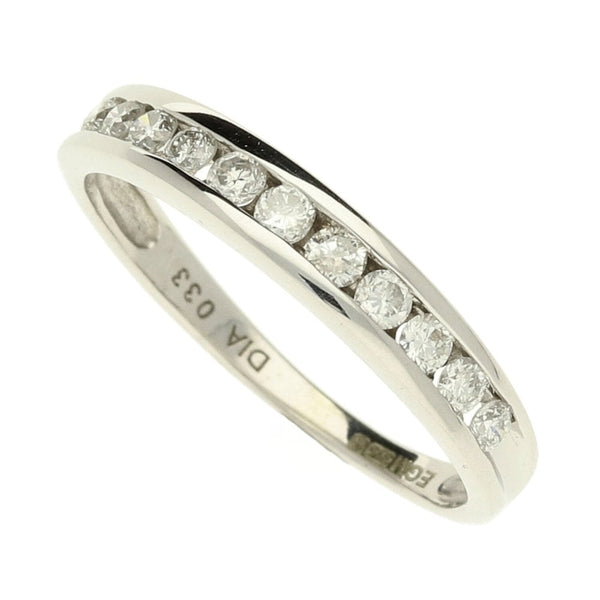 9ct White Gold Diamond Half Eternity Ring - Size K