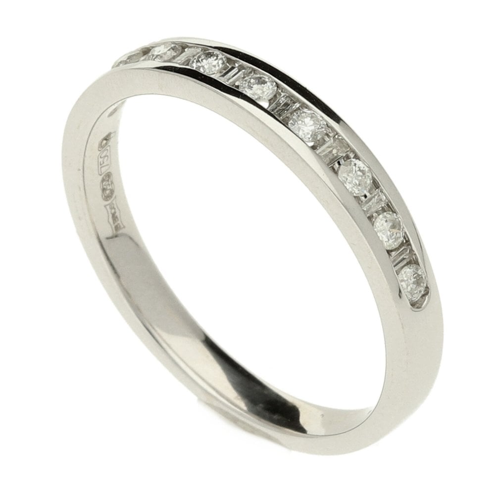 18ct White Gold Diamond Half Eternity Ring - Size N