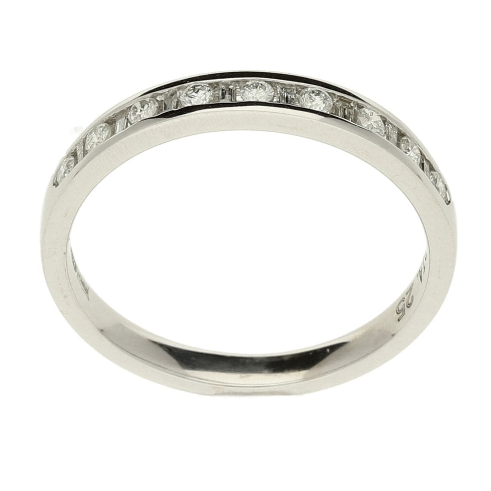 18ct White Gold Diamond Half Eternity Ring - Size N