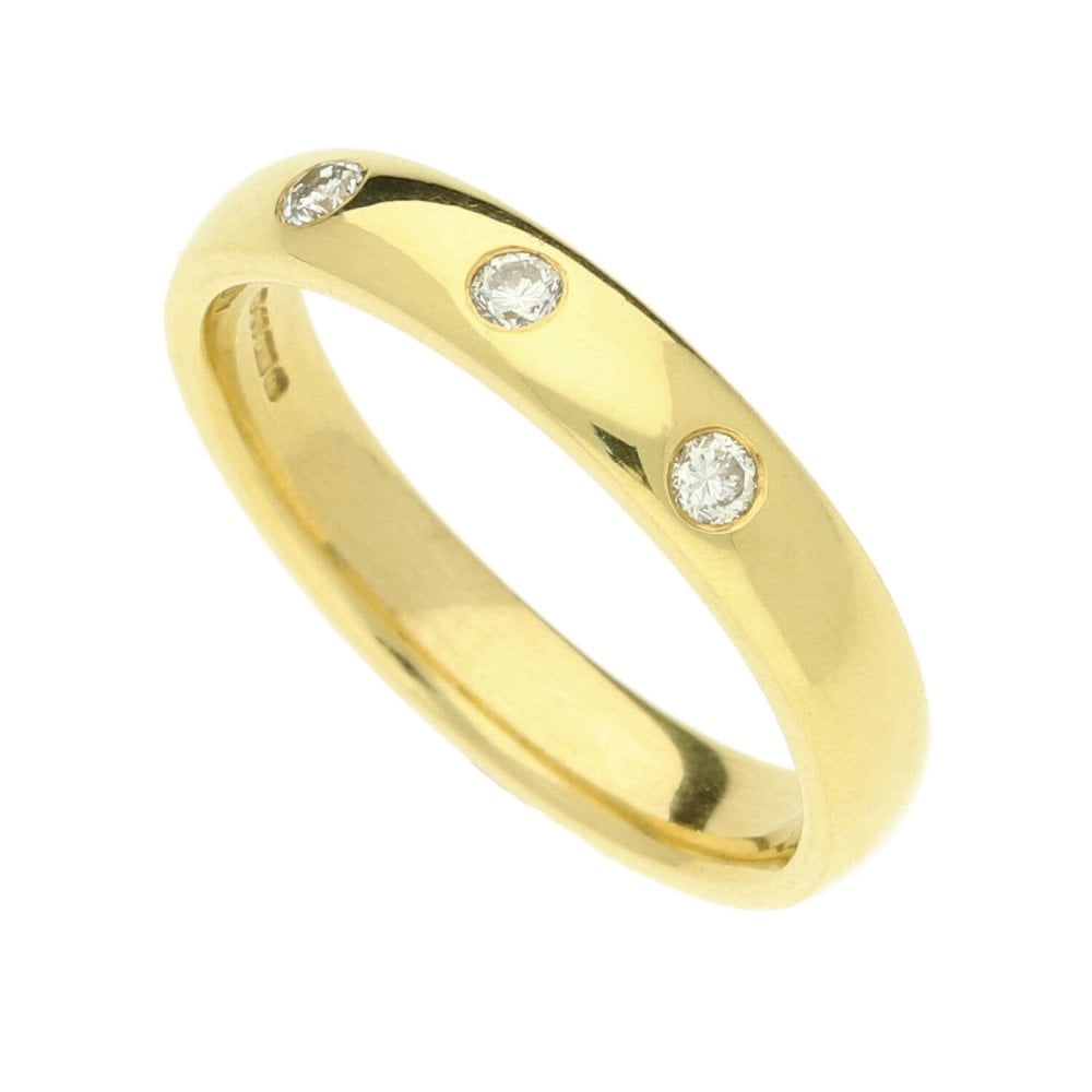 18ct Yellow Gold Diamond Wedding Ring - Size M