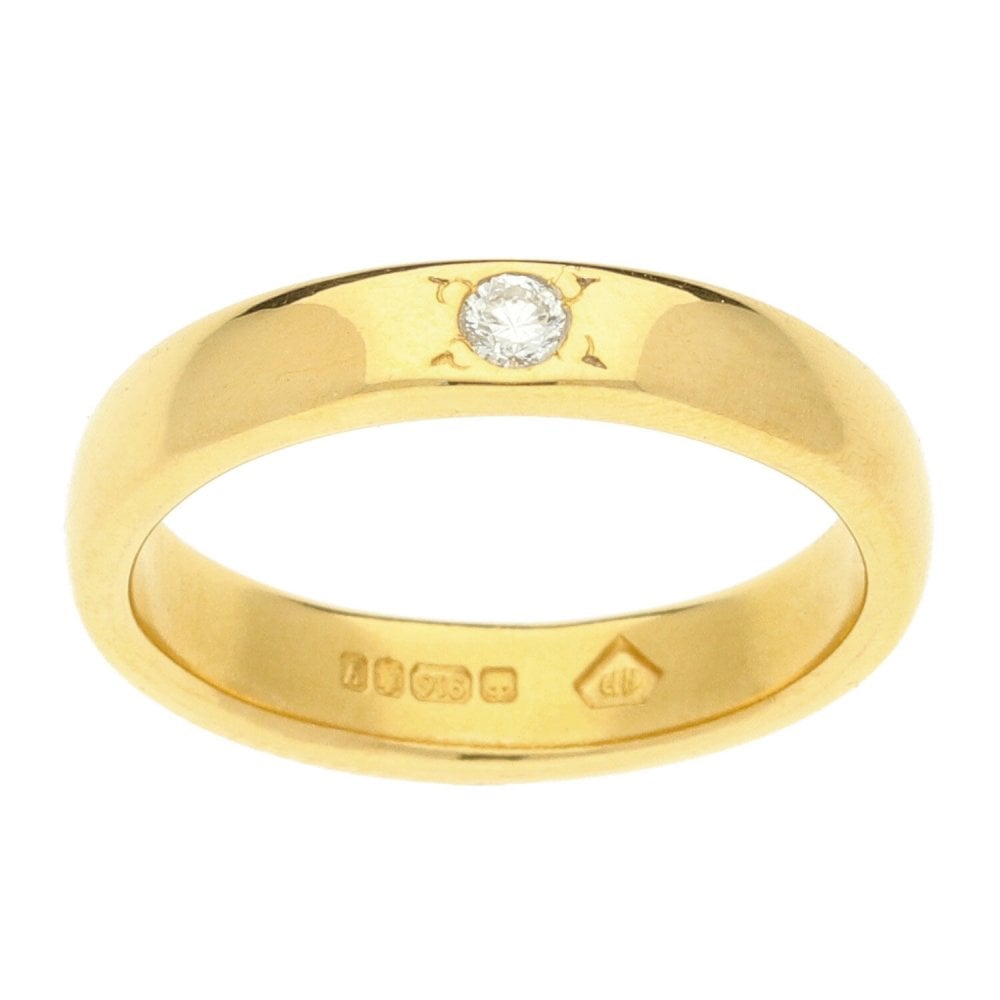 22ct Gold Diamond Wedding Ring - Size K