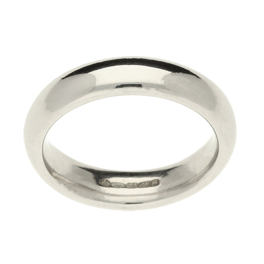 18ct White Gold Court Wedding Ring - Size L