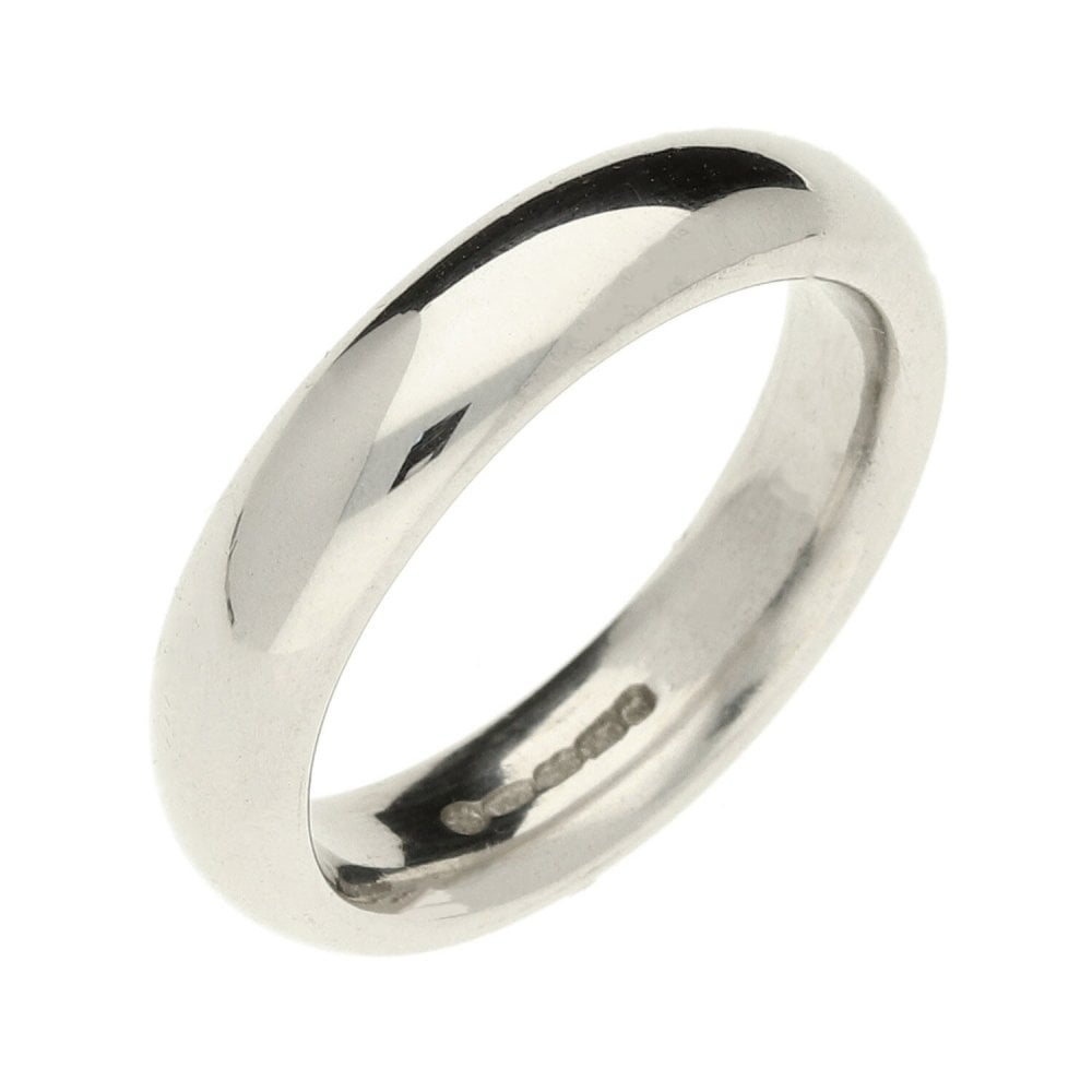 18ct White Gold Court Wedding Ring - Size L