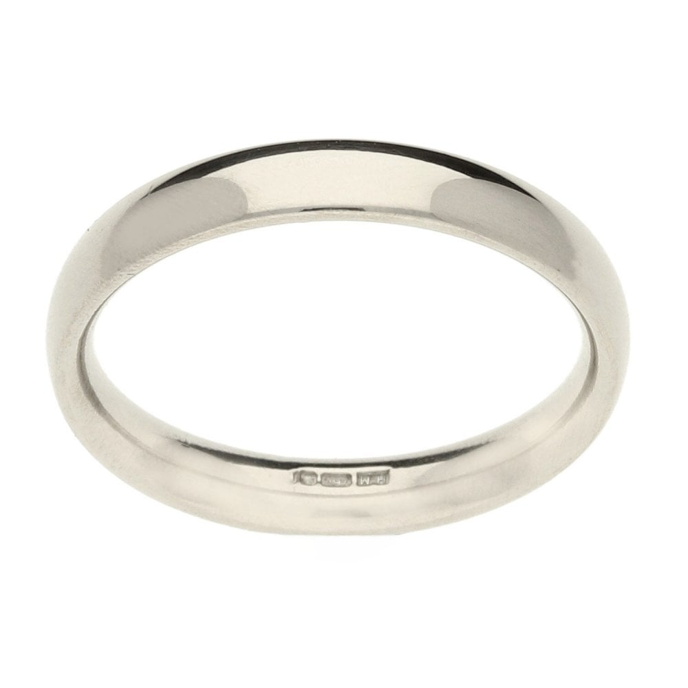 18ct White Gold Court Wedding Ring - Size L