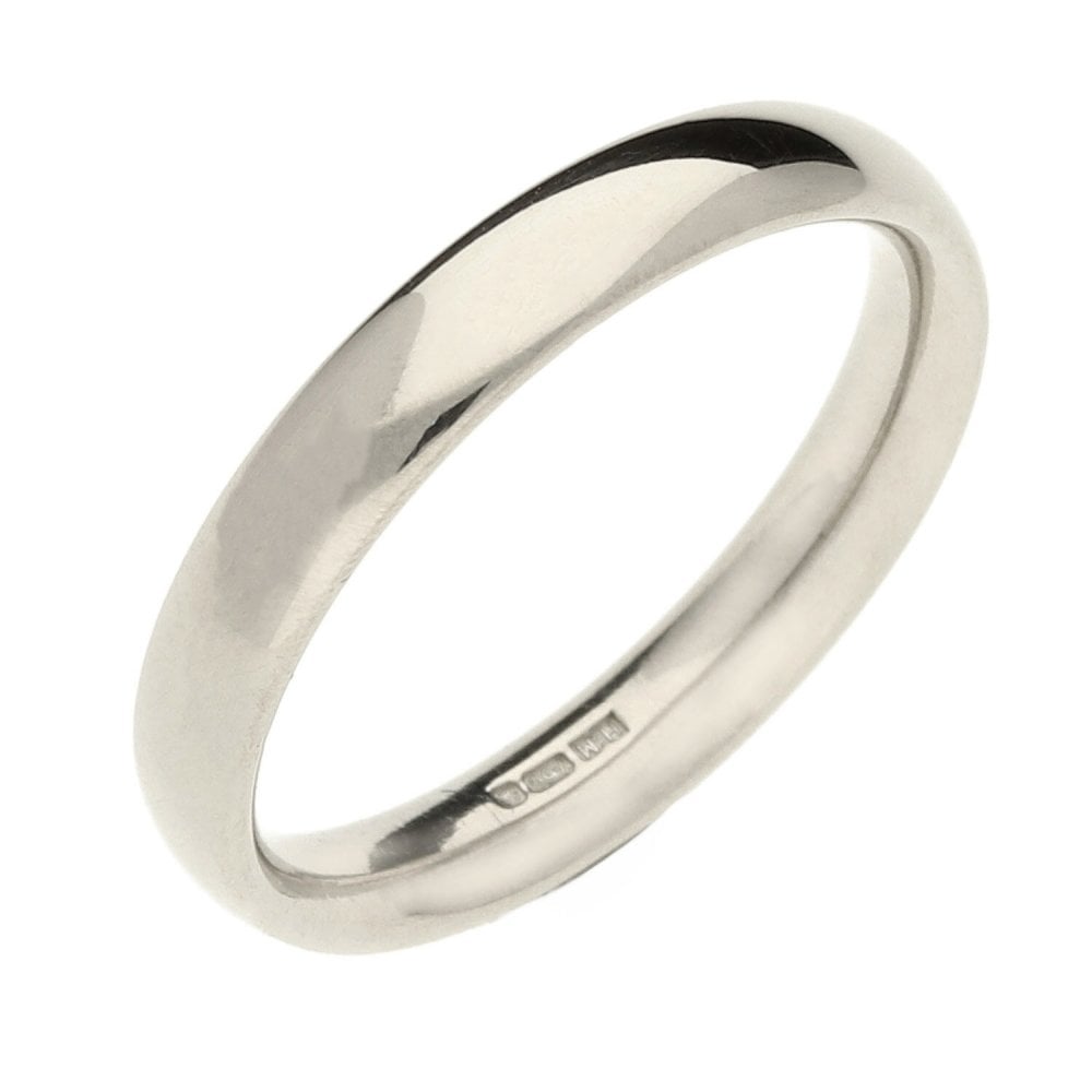 18ct White Gold Court Wedding Ring - Size L