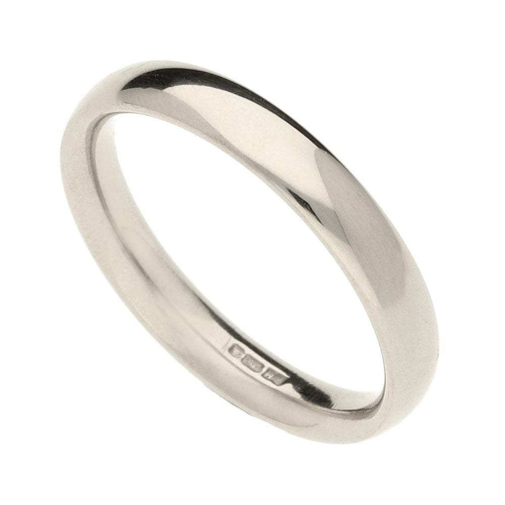 18ct White Gold Court Wedding Ring - Size L