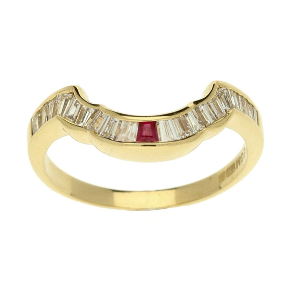 18ct Yellow Gold Half Eternity Ruby & Diamond Ring