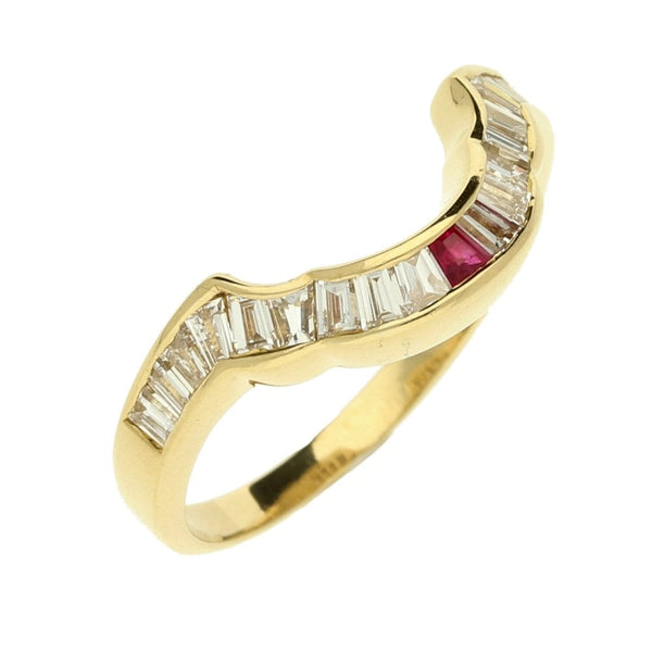 18ct Yellow Gold Half Eternity Ruby & Diamond Ring