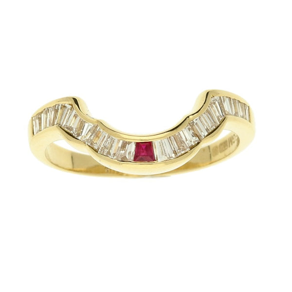 18ct Yellow Gold Half Eternity Ruby & Diamond Ring