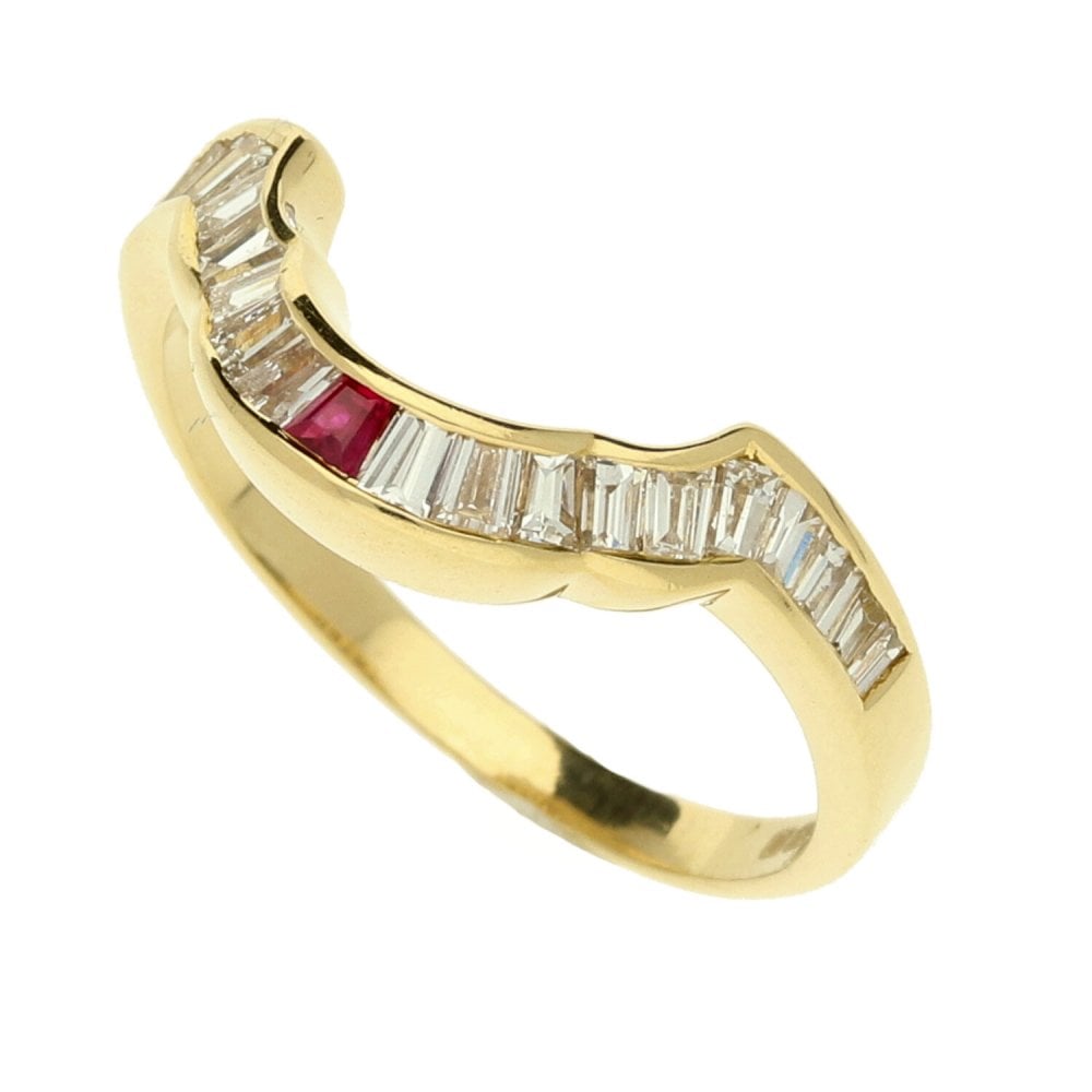 18ct Yellow Gold Half Eternity Ruby & Diamond Ring
