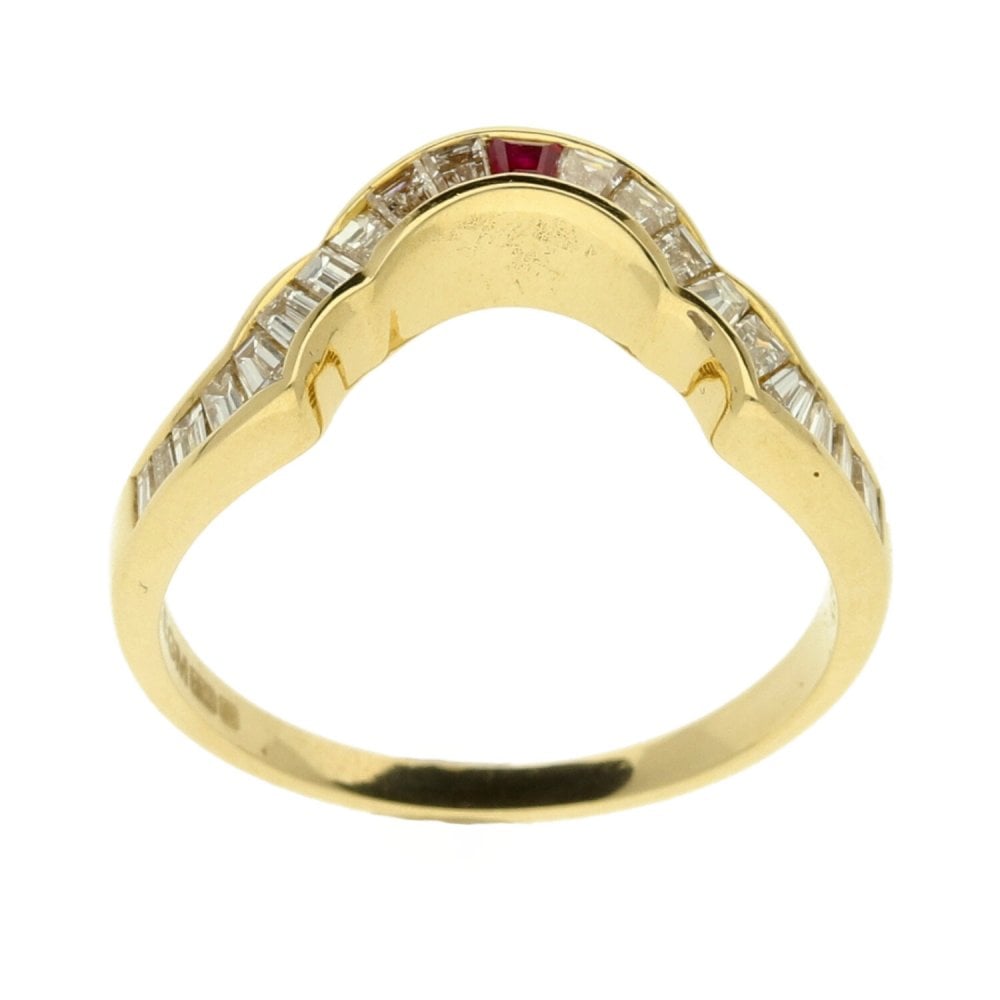 18ct Yellow Gold Half Eternity Ruby & Diamond Ring
