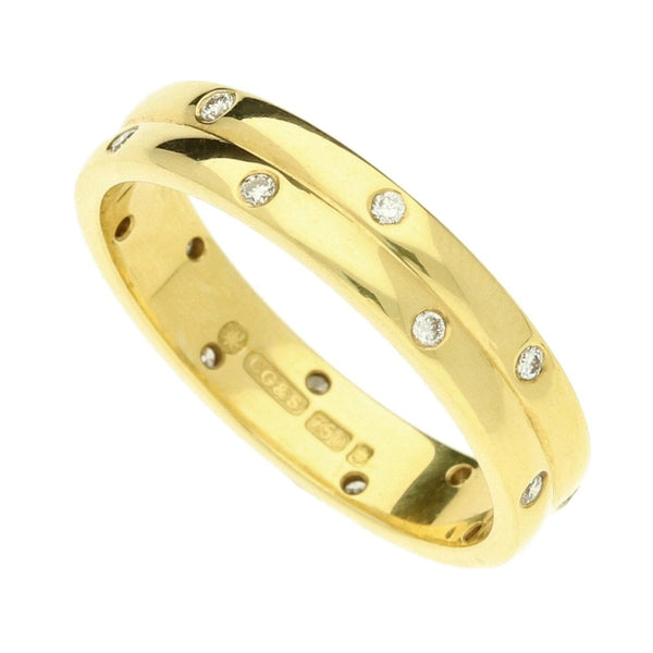 18ct Yellow Gold Scatter Diamond Wedding Ring - Size N