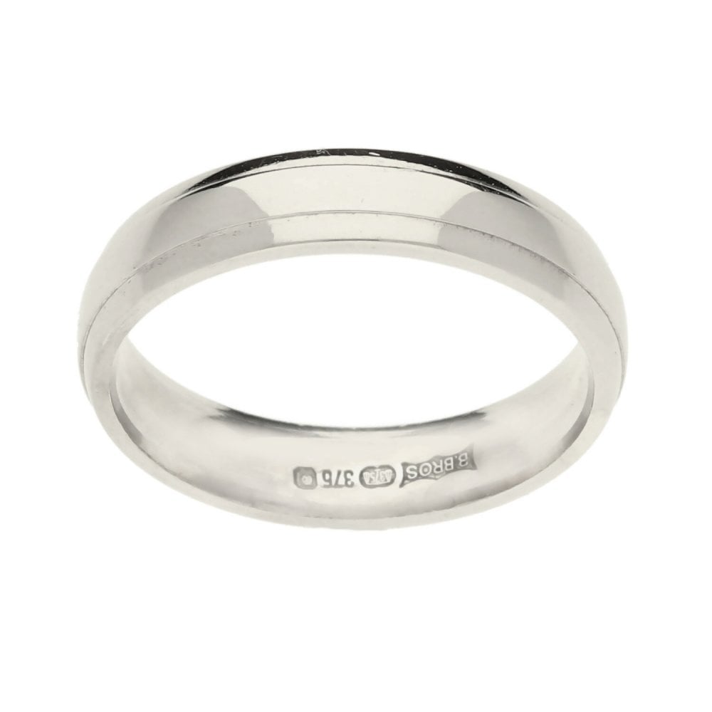 9ct White Gold Court Wedding Ring - Size K
