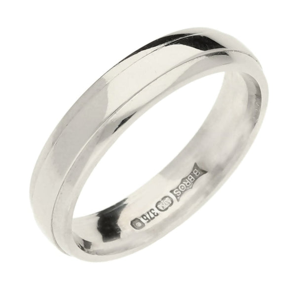 9ct White Gold Court Wedding Ring - Size K