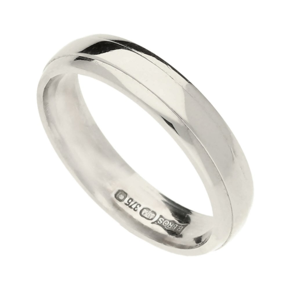 9ct White Gold Court Wedding Ring - Size K
